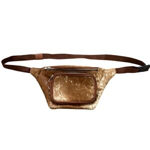 Western Linens Hair On Cowhide Fanny Pack Brown White Western Leather